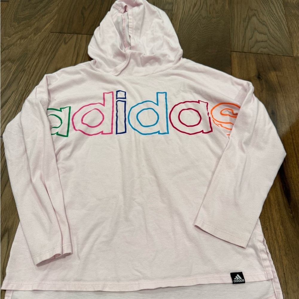 Adidas Hooded Long Sleeve Pink Girls M 10/12